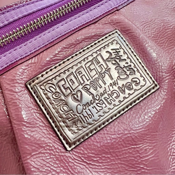 Coach Very Rare Poppy Patent Leather Purple Large Tote Bag - Picture 2 of 14